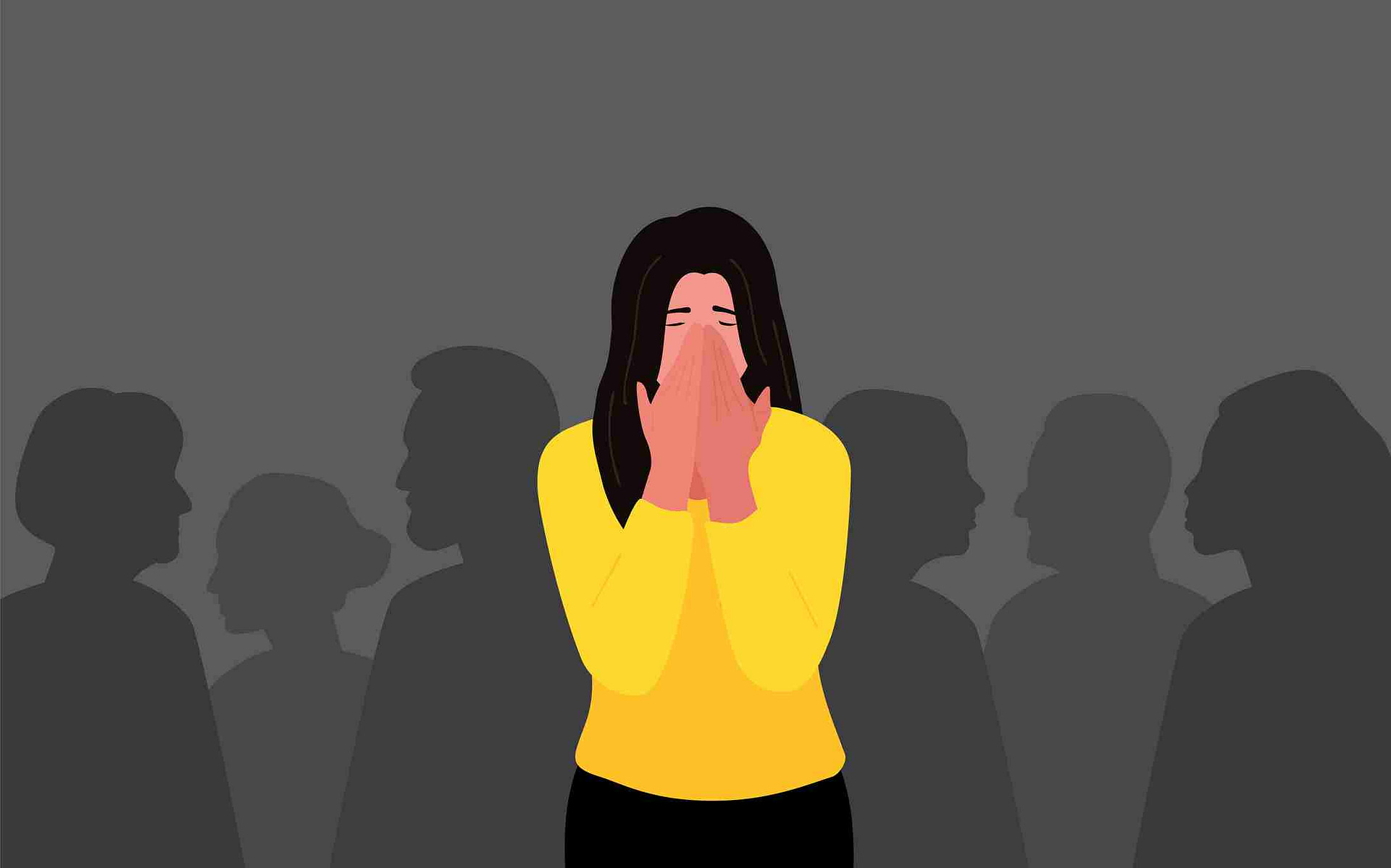 Depression. Panick attack. Mental disorder. People crowd. Vector Warm and Cold Church Guests | Cold Guests
