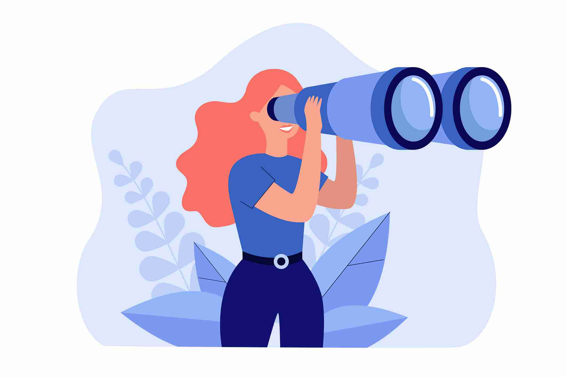 Happy woman holding huge tourists binocular Warm and Cold Church Guests | Warm Guests